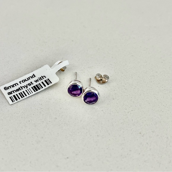 Sterling silver 925 Amethyst earrings - Picture 8 of 8